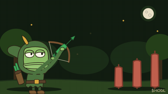 Animated: Robin shoots a green candle at red candles in the forest